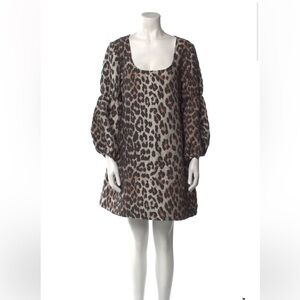 **SOLD** GANNI Leopard Print Puff Sleeve Dress